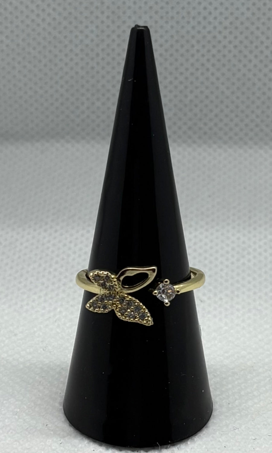 Anillo mariposa dorada zirconia