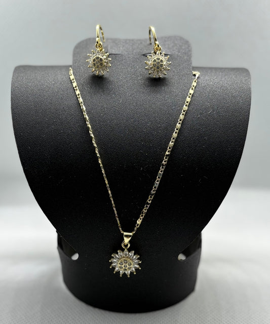 Juego Arete y Dije  Girasol